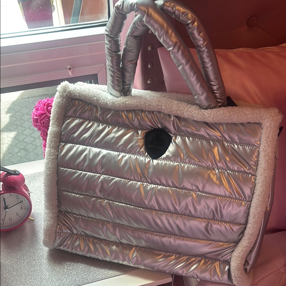 Pajar Silver Quilted Tote with Unique Design